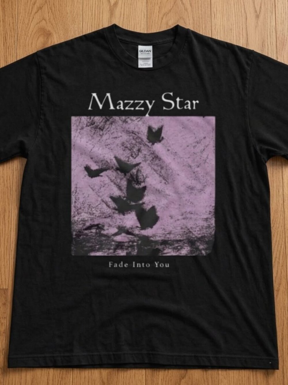 Gildan Black Mazzy Star "Fade Into You" Short Sleeve Tee with Purple Graphic